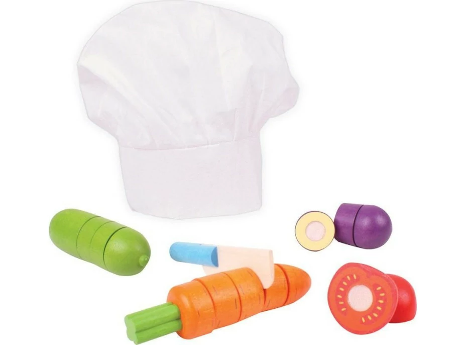 Bigjigs Toys Dřevěná krájecí zelenina s čepicí