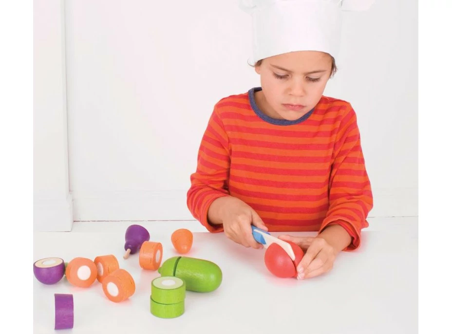 Bigjigs Toys Dřevěná krájecí zelenina s čepicí