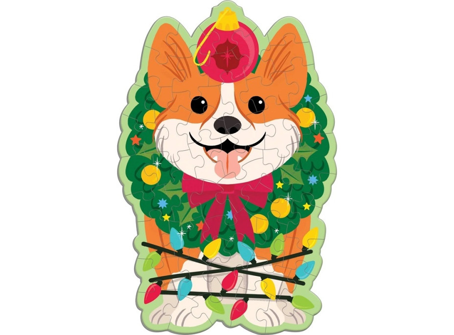 Mudpuppy Puzzle Vánonční pes Corgi s vůní chvojí 48 dílků