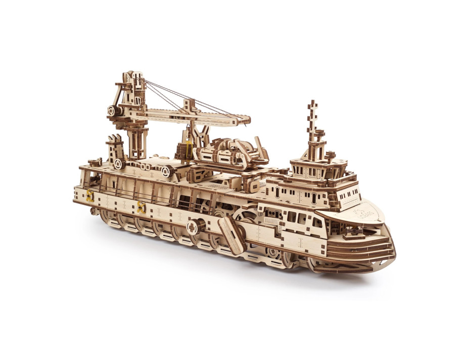 Ugears 3D dřevěné mechanické puzzle Výzkumná loď