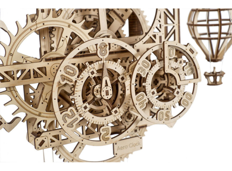 Ugears 3D dřevěné mechanické puzzle Nástěnné hodiny Aero