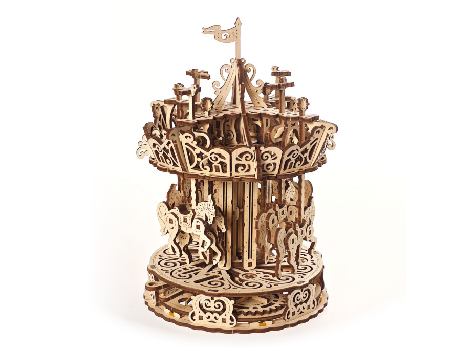 Ugears 3D dřevěné mechanické puzzle Kolotoč
