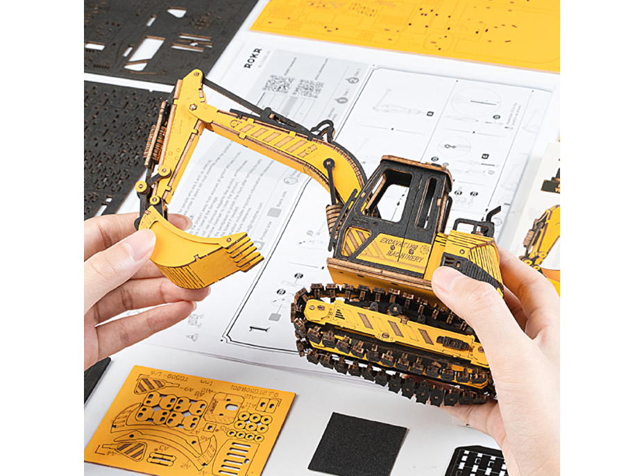 RoboTime dřevěné 3D puzzle Bagr