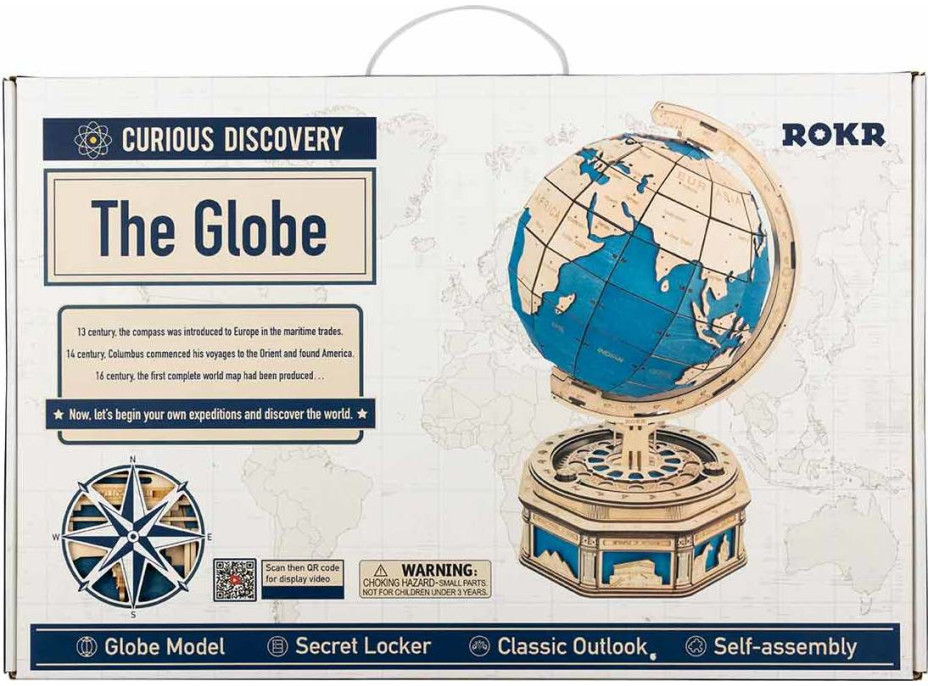 RoboTime 3D dřevěné mechanické puzzle Velký glóbus