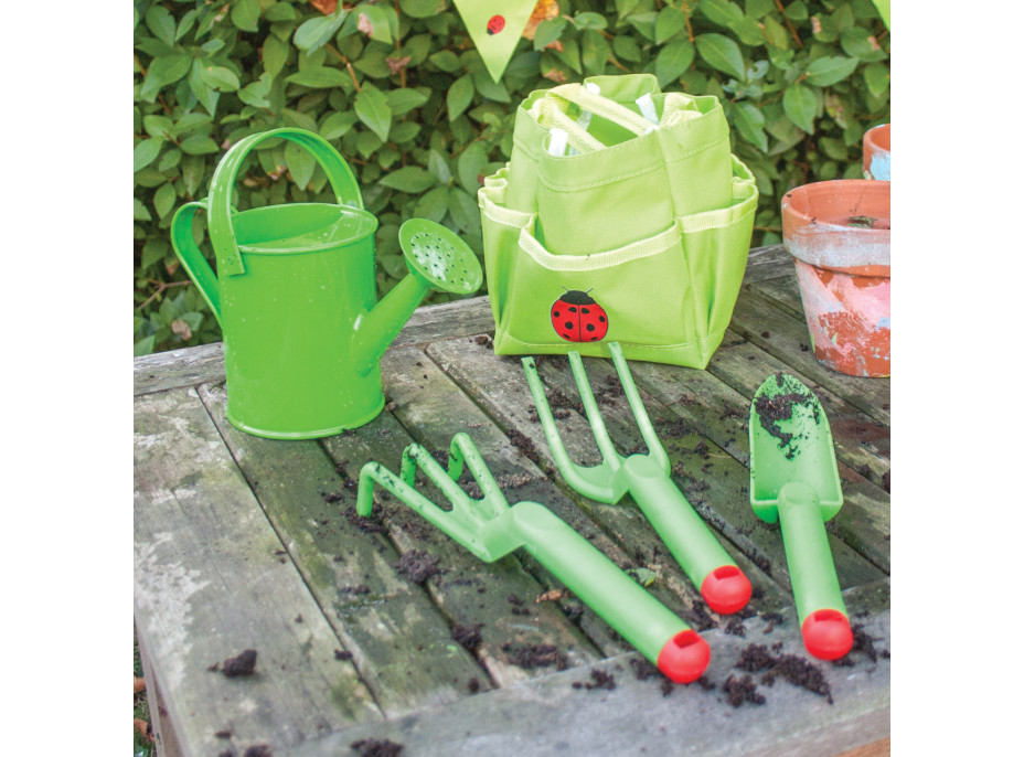 Bigjigs Toys Zahradní set nářadí plastový zelený 3ks