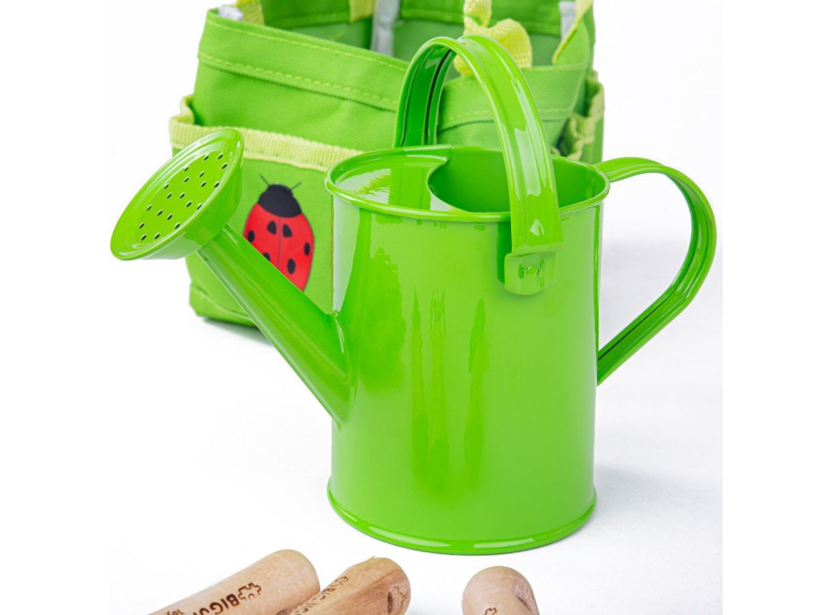 Bigjigs Toys Zahradní set nářadí v plátěné tašce zelený