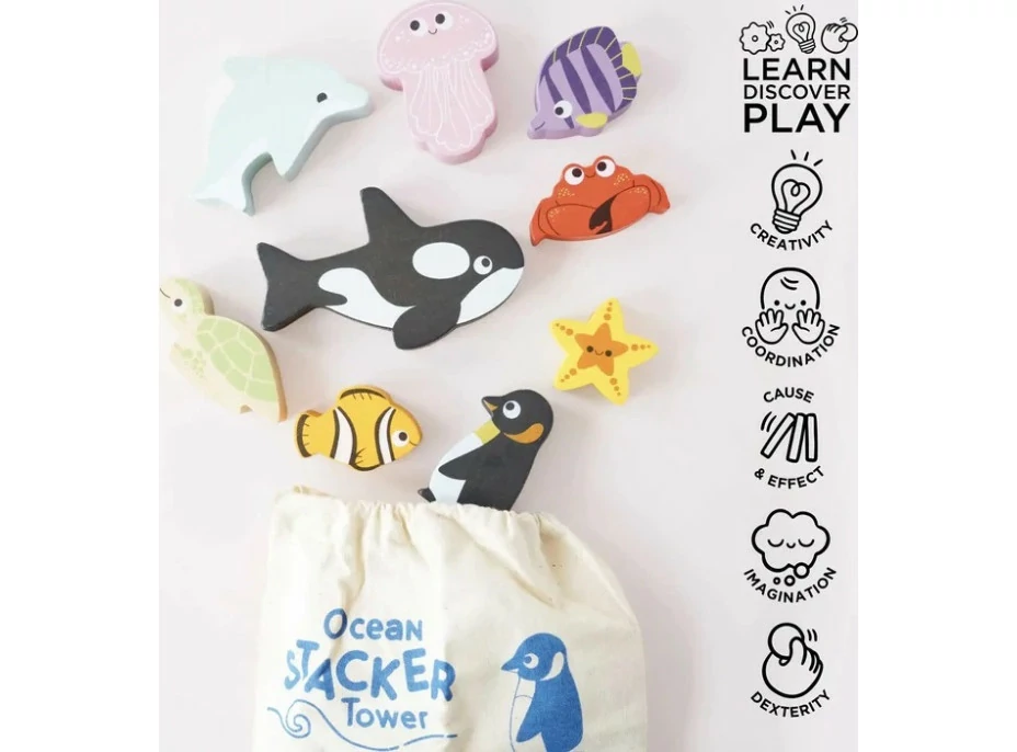 Le Toy Van Petilou Skládací věž Oceán 9 ks