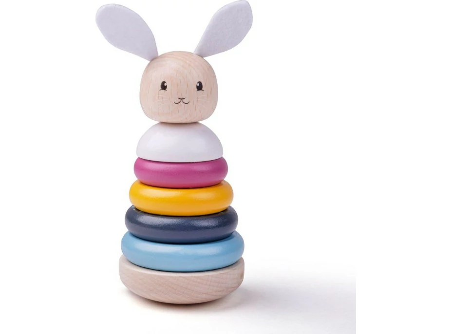 Bigjigs Baby Dřevěná motorická nasazovací věž králíček