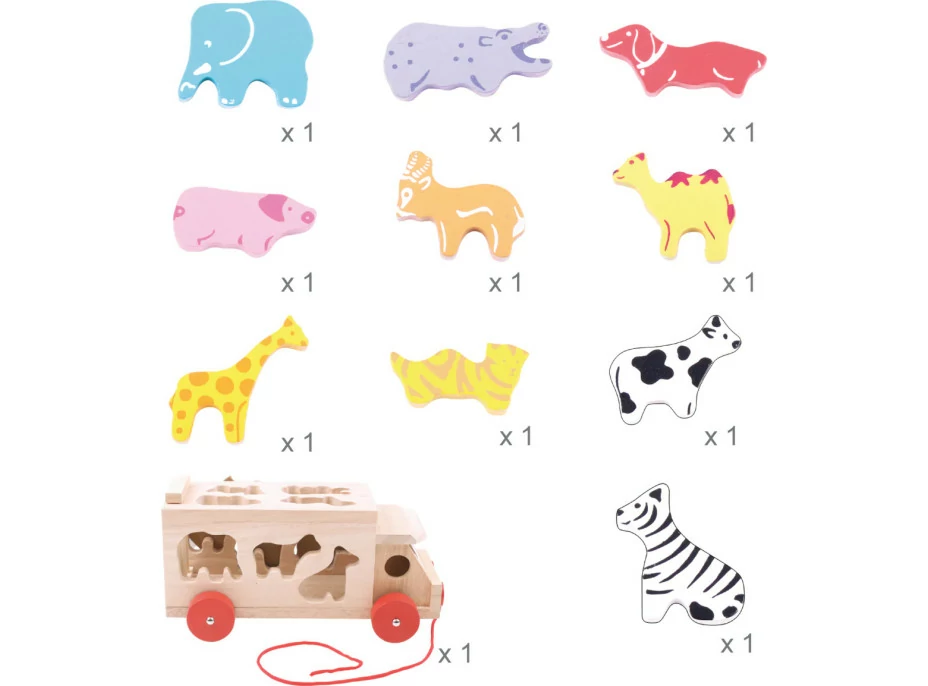 Bigjigs Toys Dřevěné auto se zvířátky