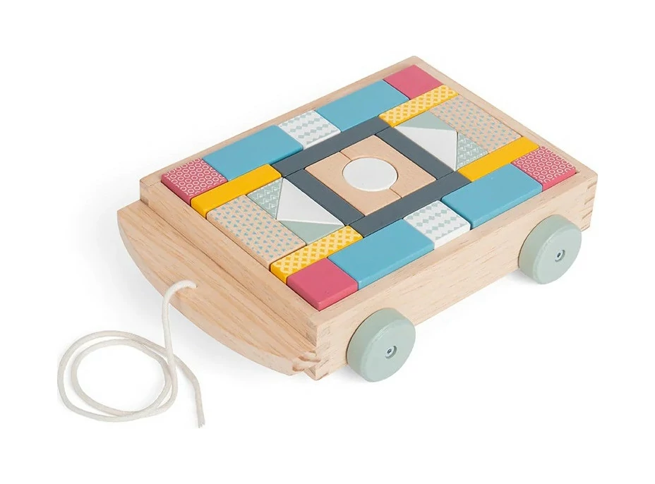 Bigjigs Toys Vozík s dřevěnými kostkami