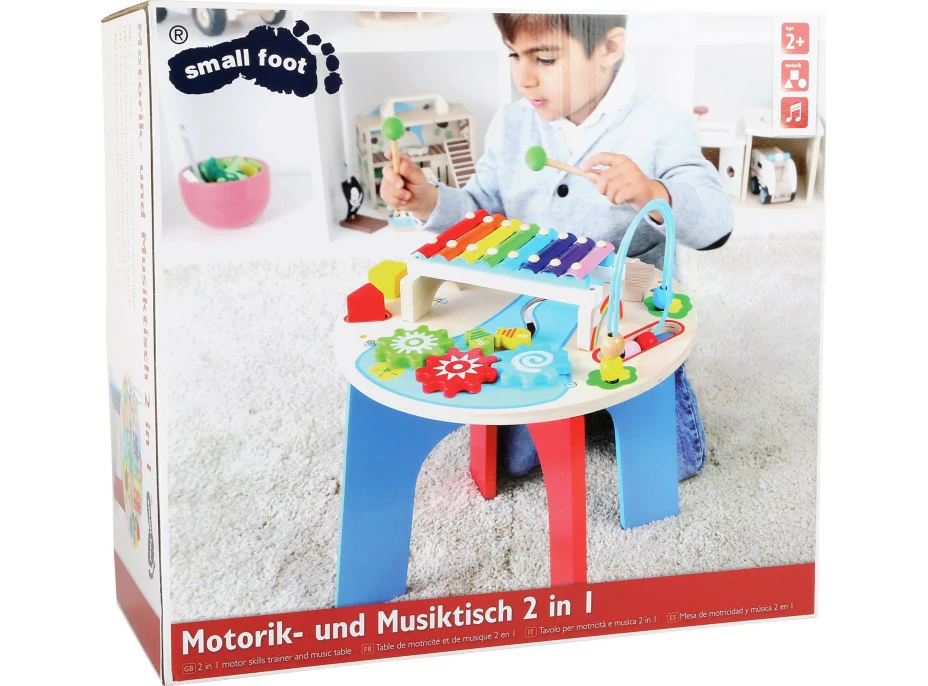 small foot Dřevěný motorický muzikální stůl 2v1
