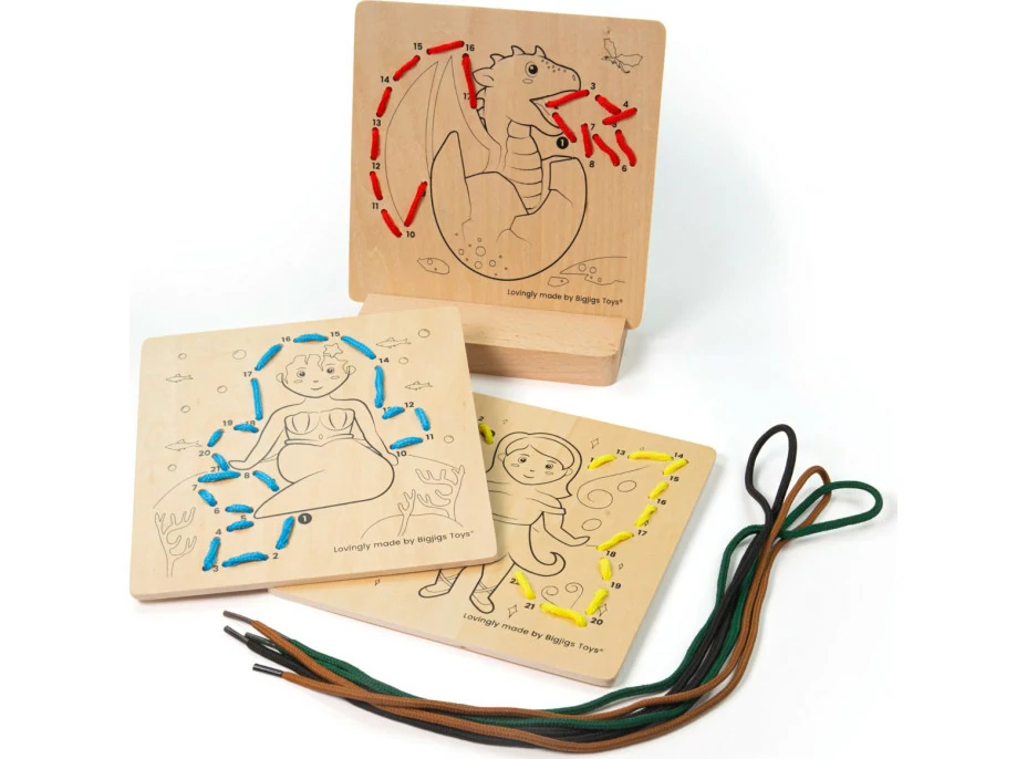Bigjigs Toys Provlékání podle čísel Pohádky