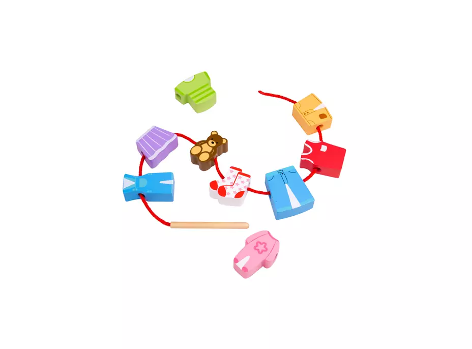 Bigjigs Toys Navlékání korálků oblečení