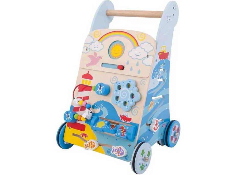 Bigjigs Baby Dřevěné aktivní chodítko moře