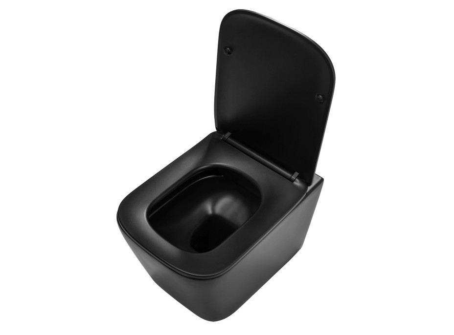 Závěsné WC Rea Julio RIMLESS + Duroplast sedátko flat - černé matné