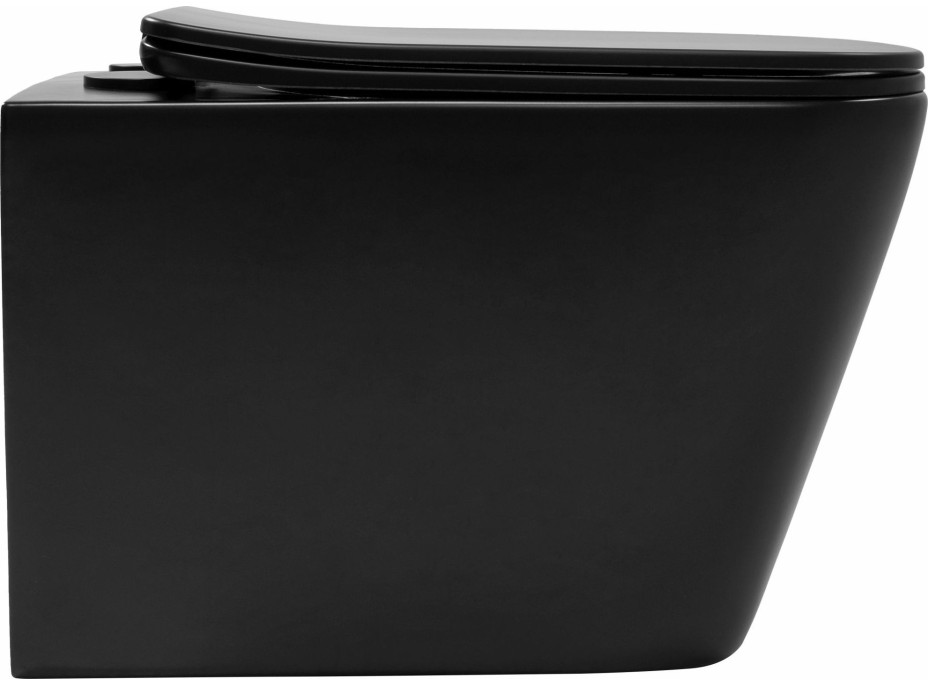 Závěsné WC Rea Julio RIMLESS + Duroplast sedátko flat - černé matné