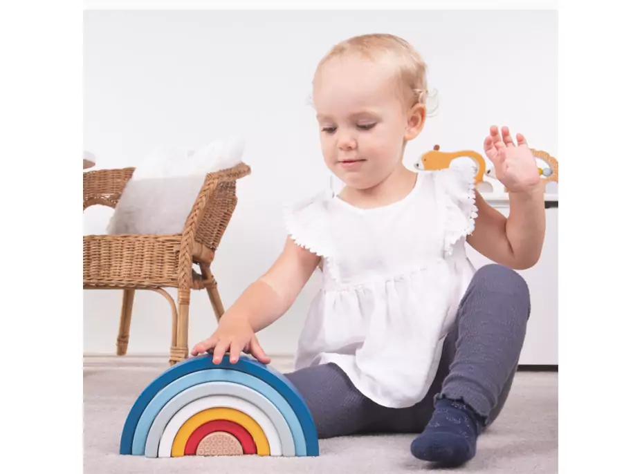 Bigjigs Baby Dřevěná skládací duha modrá