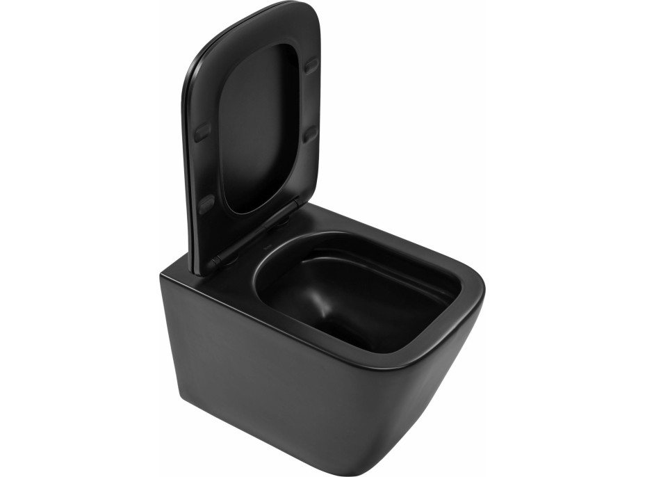 Závěsné WC Rea Julio RIMLESS + Duroplast sedátko flat - černé matné