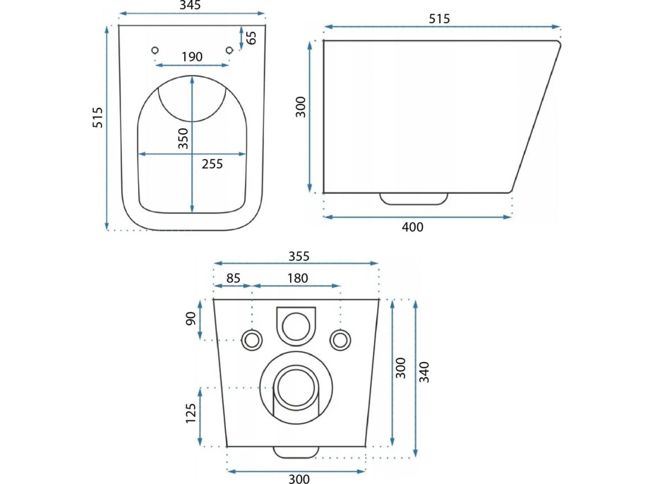 Závěsné WC Rea Julio RIMLESS + Duroplast sedátko flat - černé matné