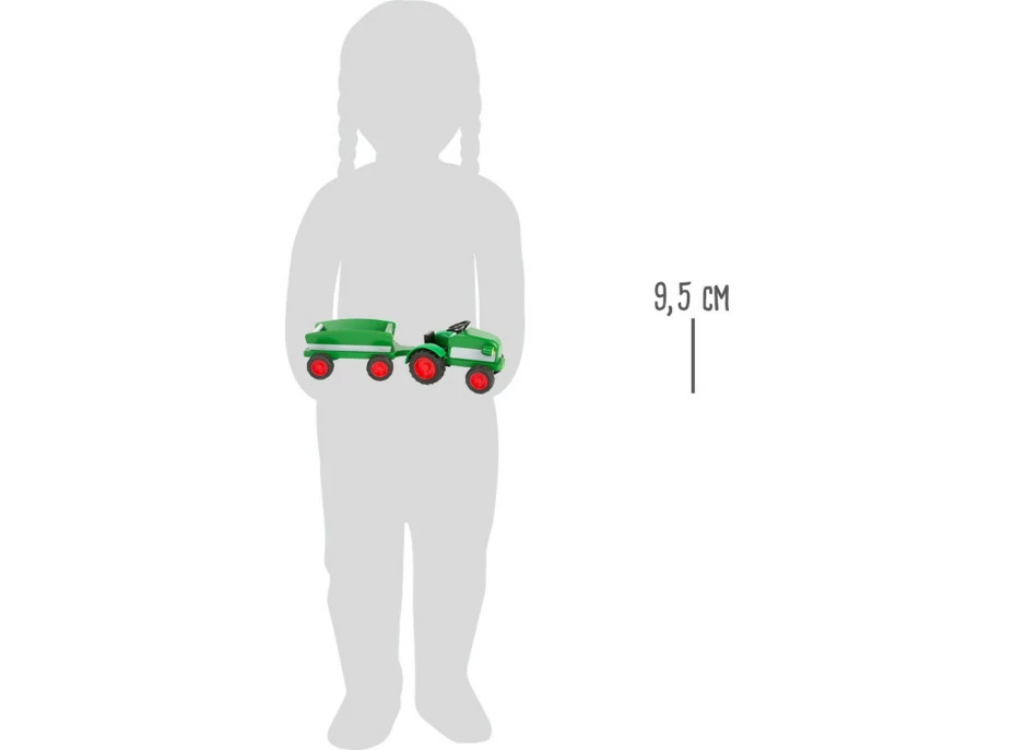 small foot Dřevěný traktor s vlečkou zelený