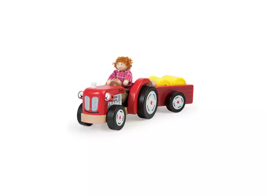 Tidlo Dřevěný traktor s vlečkou