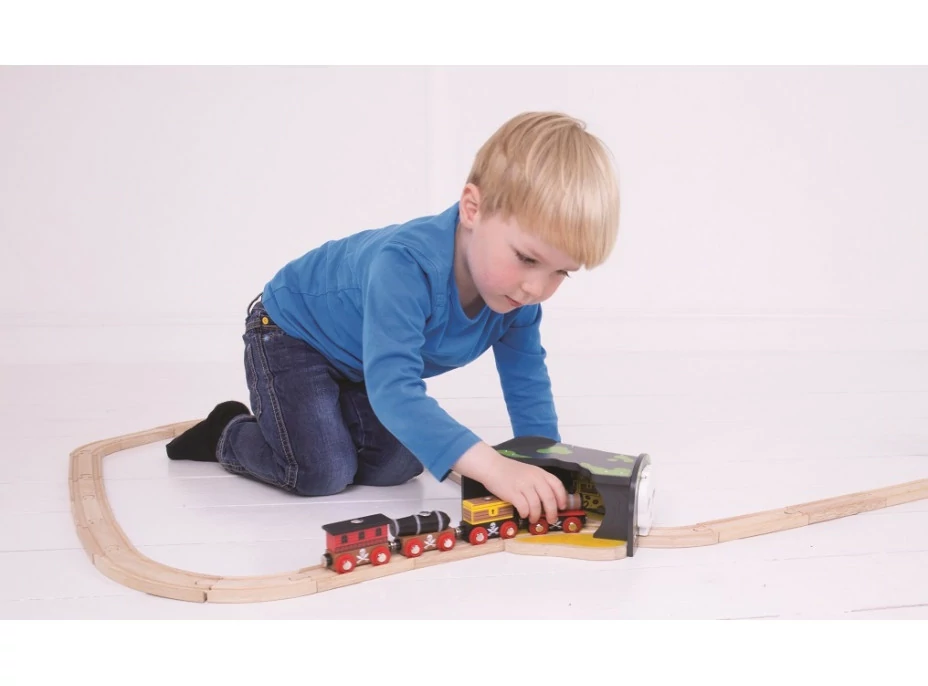 Bigjigs Rail Tunel s výhybkou jeskyně lebka
