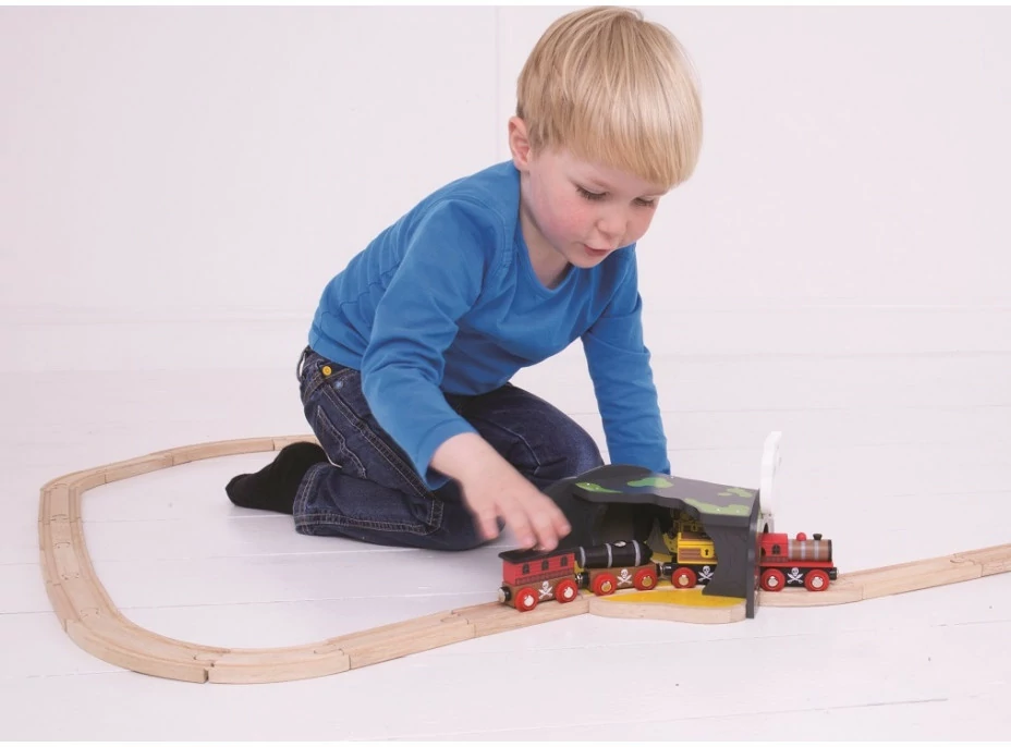 Bigjigs Rail Tunel s výhybkou jeskyně lebka