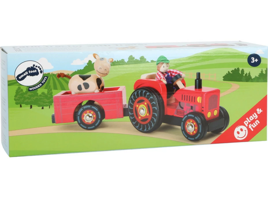 small foot Dřevěný farmářský tahací traktor