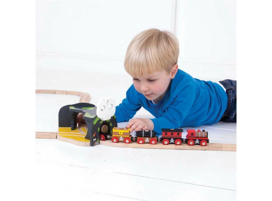 Bigjigs Rail Tunel s výhybkou jeskyně lebka