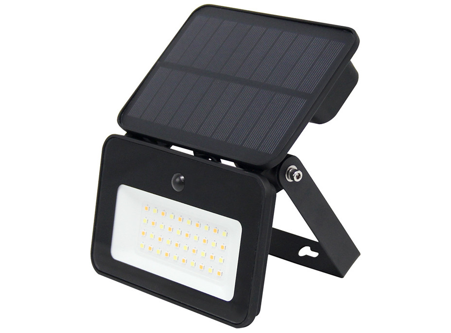 Solight LED solární světélko se senzorem, 6W, 660lm, 3CCT, Li-Ion, černá
