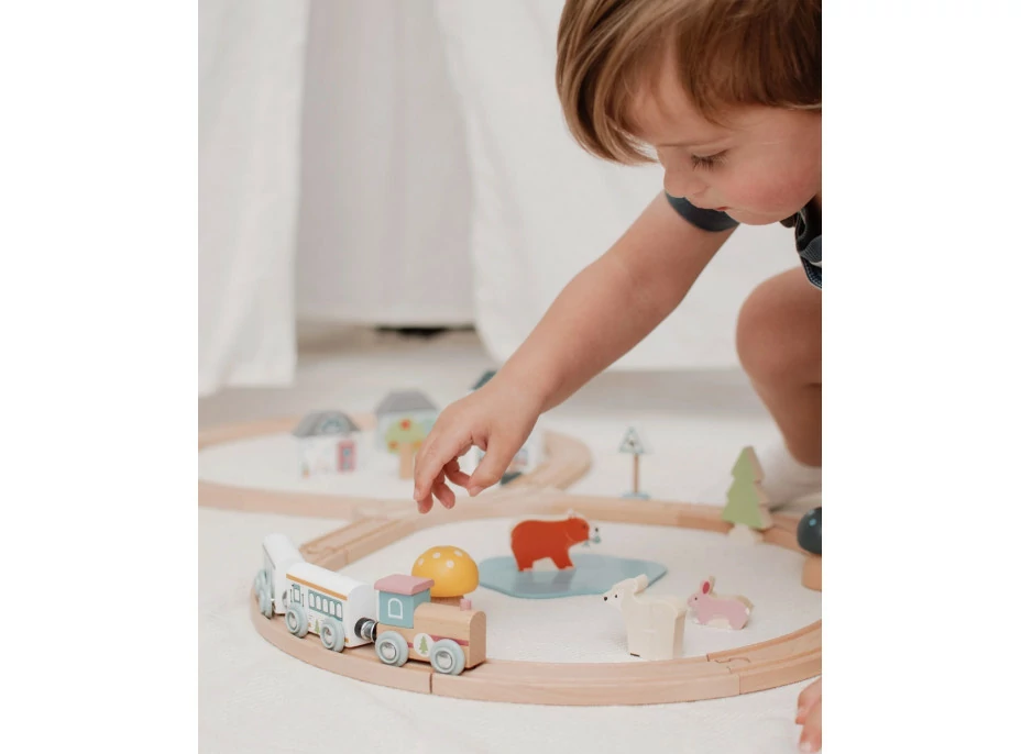 Bigjigs Toys Dřevěná vláčkodráha u lesa