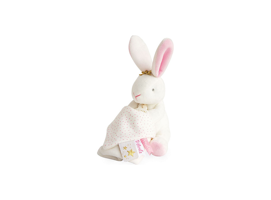 Doudou Dárková sada - Plyšový králíček s muchláčkem 10 cm ružová