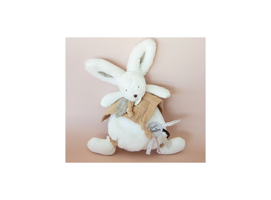 Doudou Dárková sada - Plyšový králíček s muchláčkem 25 cm béžová