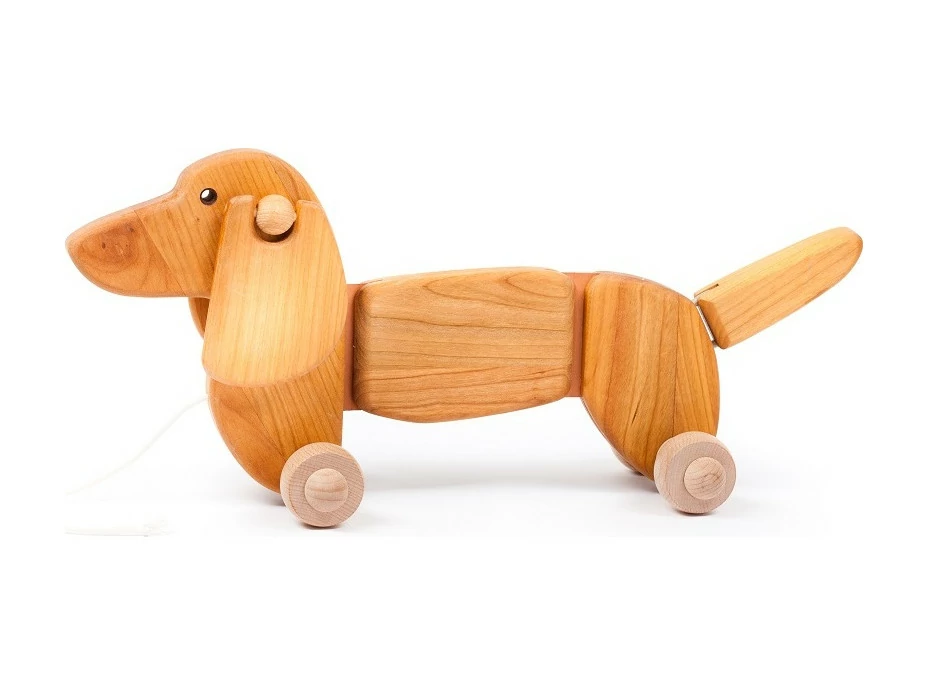 Bajo Dřevěný jezevčík tahací 40 cm natural