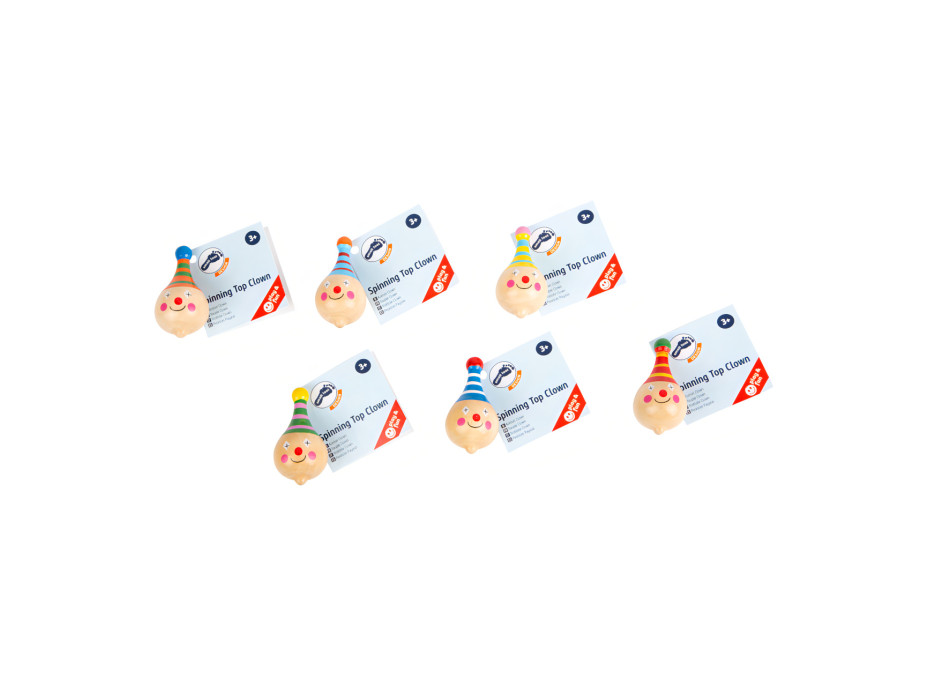 Small Foot Dřevěná káča Klaun sada 6 ks