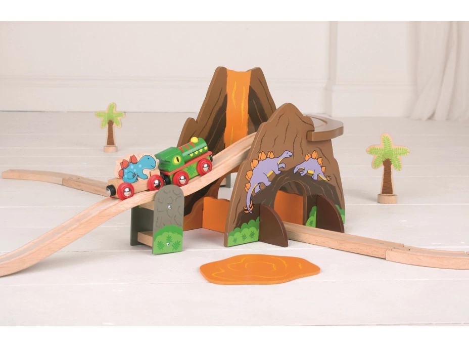 Bigjigs Rail Dřevěná vláčkodráha dinosauři