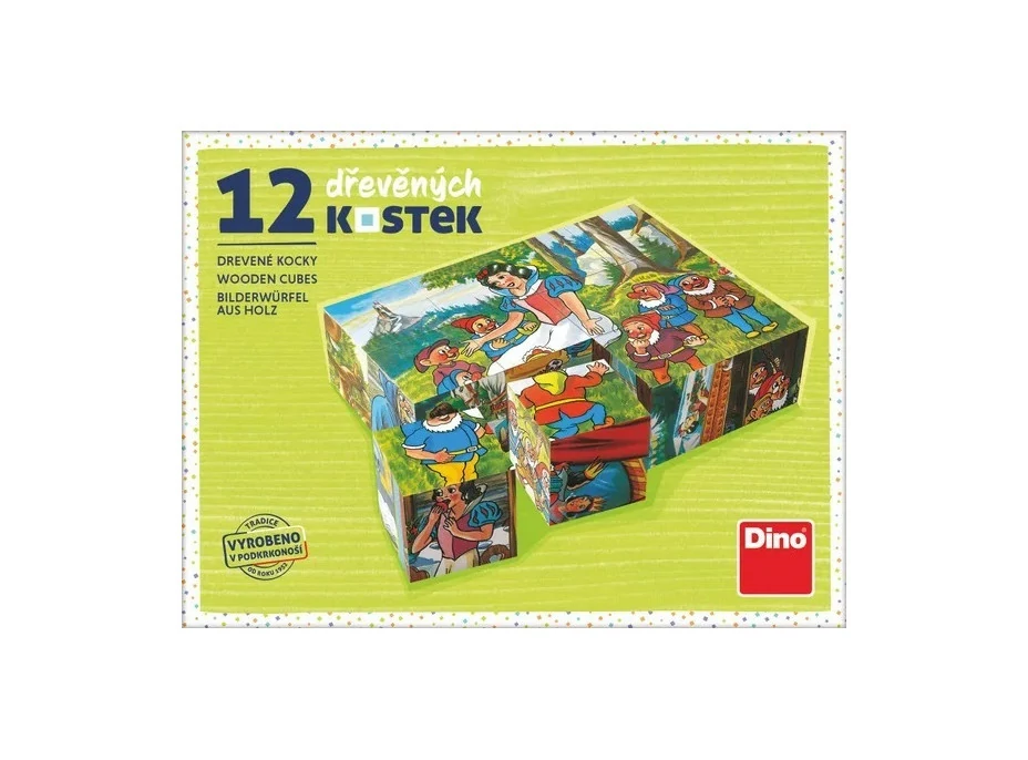Dino Dřevěné kostky Sněhurka 12 kostek