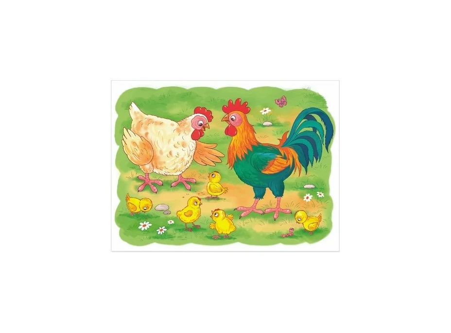Dino Dřevěné obrázkové kostky Na farmě 12 kostek