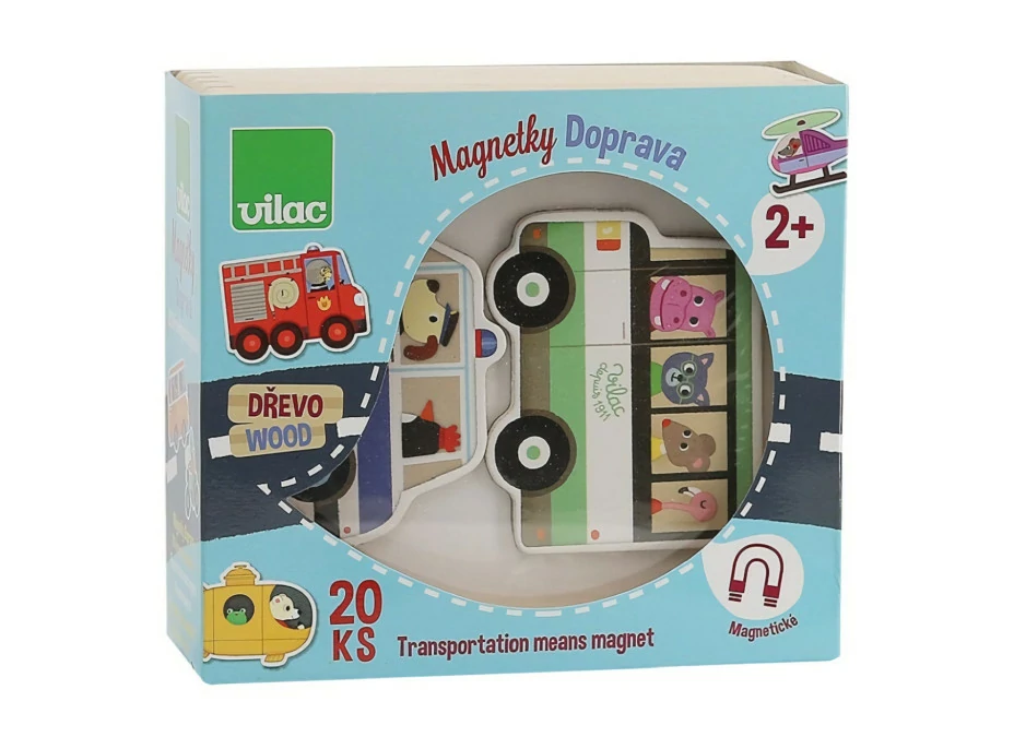 Vilac Dřevěné magnetky doprava 20 ks