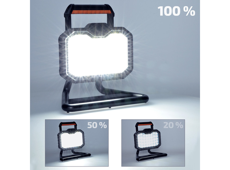 Solight LED reflektor 20W, přenosný, nabíjecí, 2000lm, oranžovo-černý