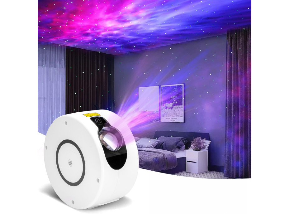 Noční LED lampička/projektor hvězd SPIRAL - bílá
