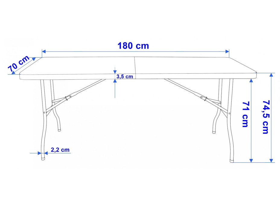 Cateringový stůl BALI White 180 cm - bílý