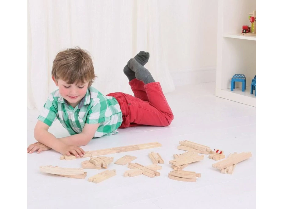 Bigjigs Rail Dřevěné koleje set 25 dílů