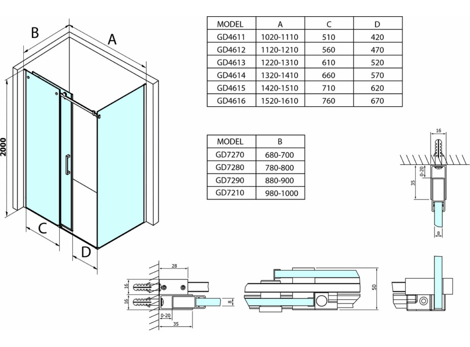 Gelco Dragon obdélníkový sprchový kout 1300x800mm L/P varianta GD4613GD7280