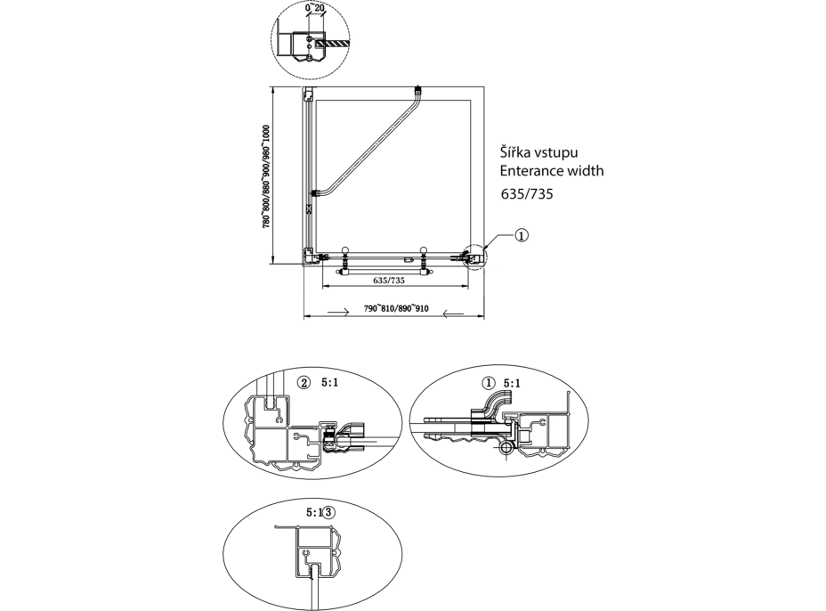 Gelco ANTIQUE čtvercový sprchový kout, 900x900 mm, R varianta GQ1390RCGQ5690C