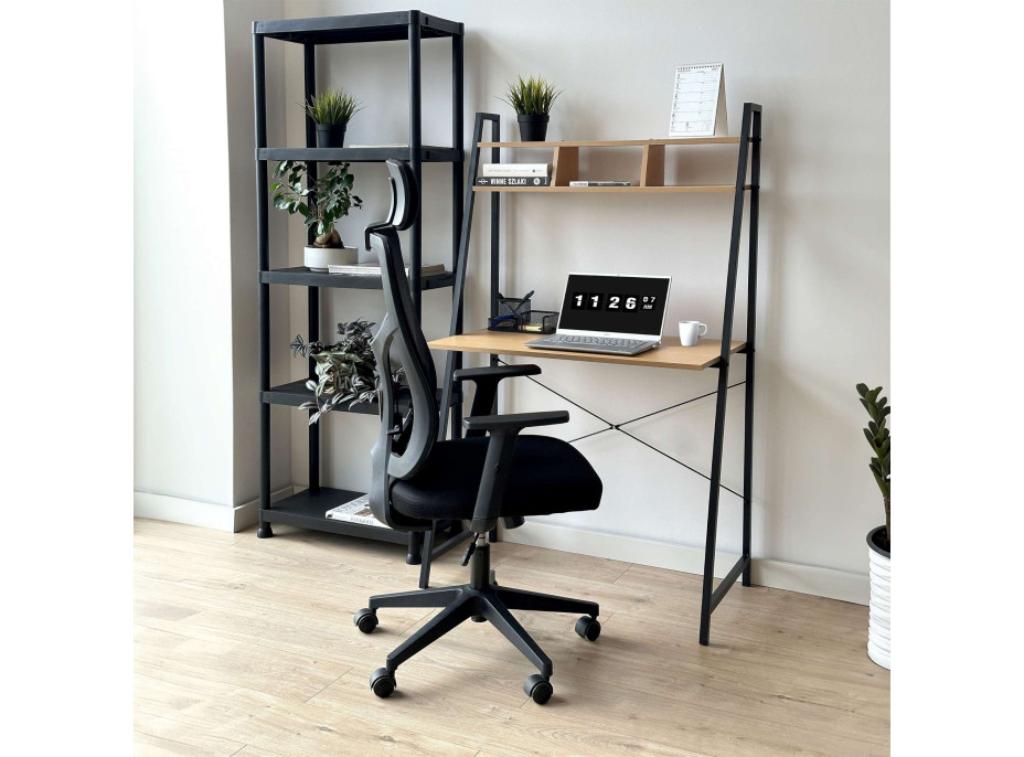 Loftový psací stůl ARVIKA MODERN PINE - černý/dekor borovice