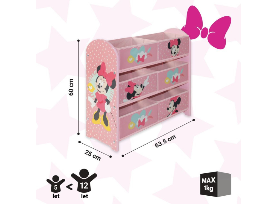Dětský úložný regál Myška Minnie - růžový