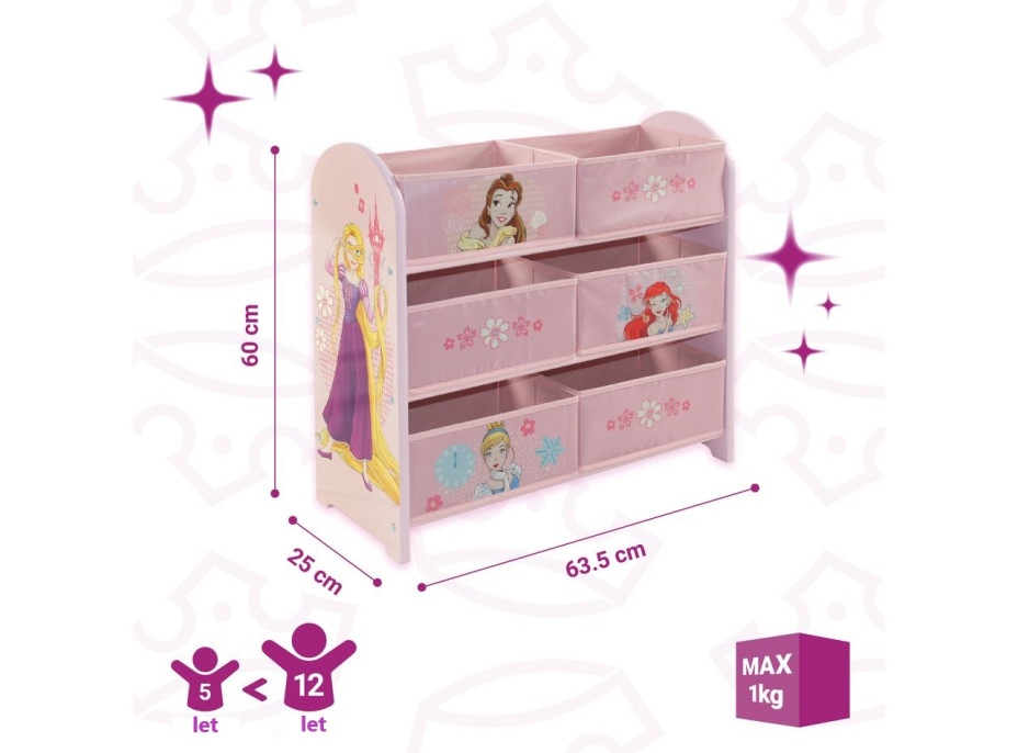 Dětský úložný regál Disney princezny - růžový