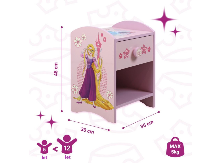 Noční stolek Disney princezny - růžový