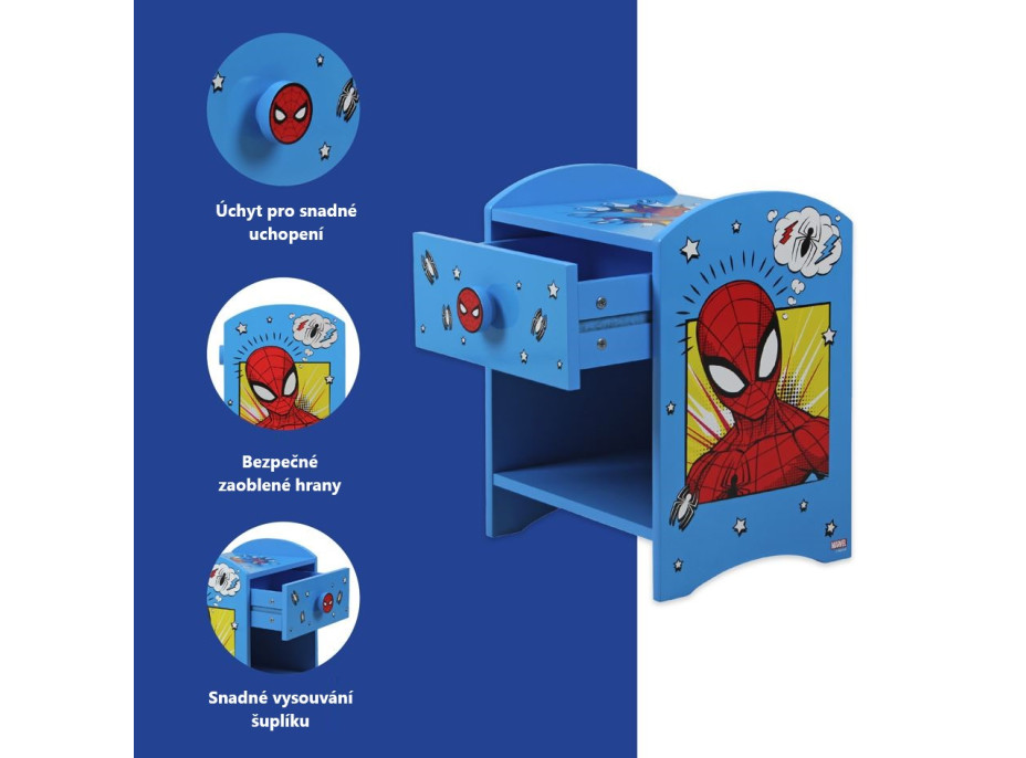 Noční stolek Spiderman - modrý